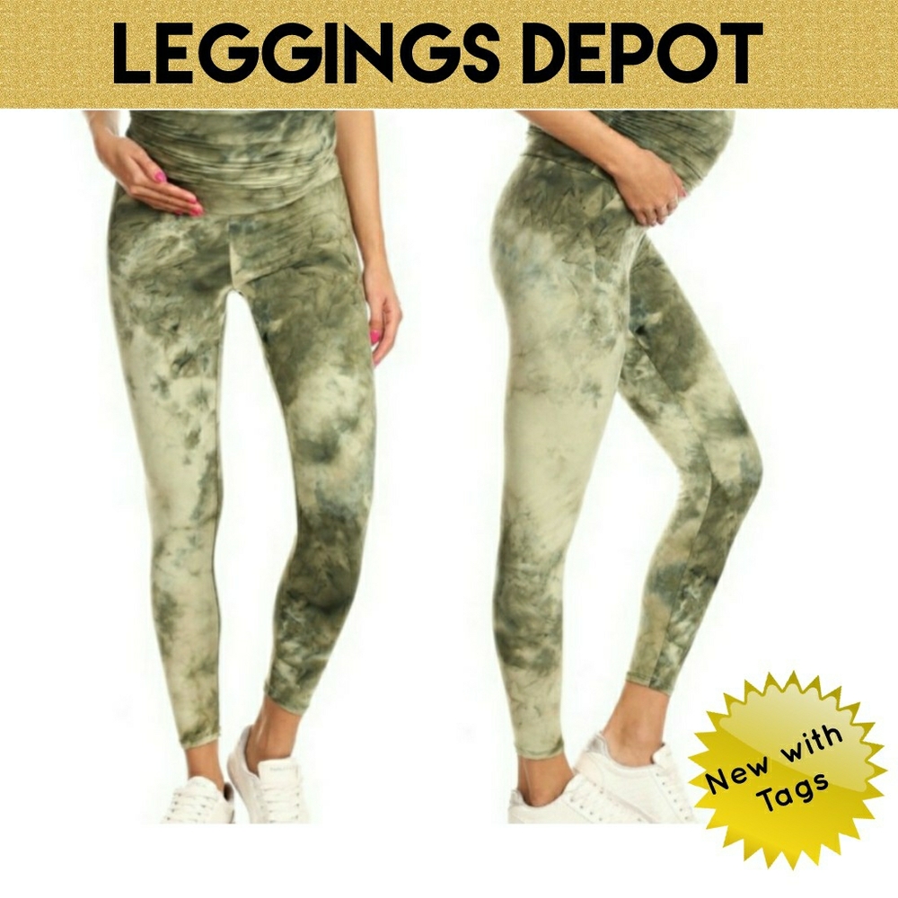 Leggings Depot "Green Tie Dye" Maternity